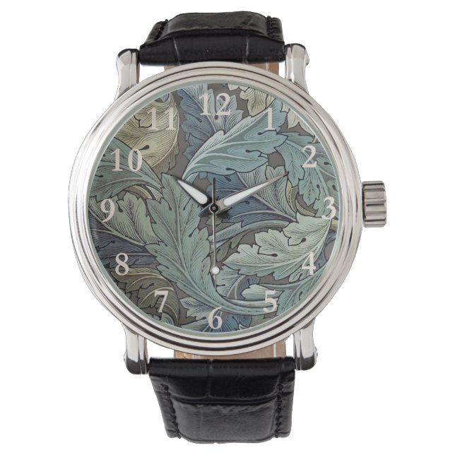 Reloj De Pulsera William Morris Acanthus Sage Flor Floral Botánica (Anverso)