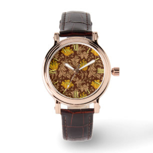 Reloj De Pulsera William Morris Anemone, Brown y Mustard Gold