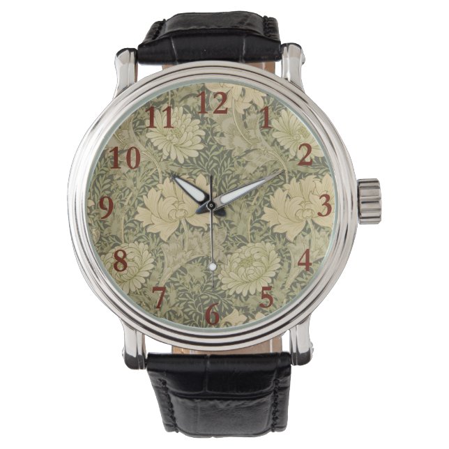 Reloj De Pulsera William Morris Chrysanthemum Sage Flower (Anverso)