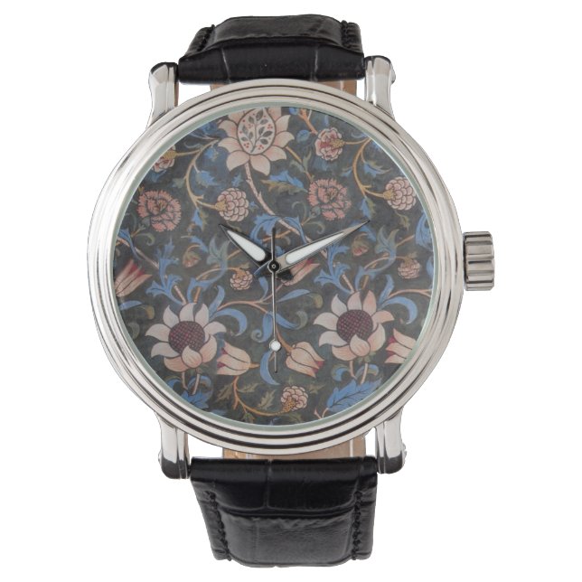 Reloj De Pulsera William Morris Evenlode Arte Textil Floral (Anverso)