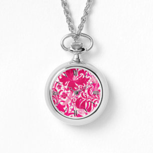 Reloj De Pulsera William Morris Iris y Lily, Fuchsia Pink