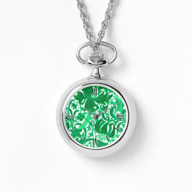 Reloj De Pulsera William Morris Iris y Lily, Jade Green (Anverso)