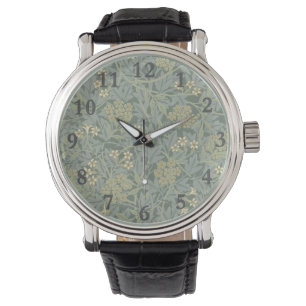 Reloj De Pulsera William Morris Jasmine Azul Arte Botánico Verde