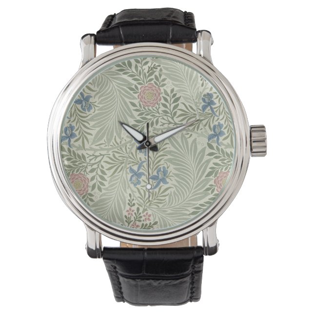 Reloj De Pulsera William Morris Larkspur Fondo de escritorio Floral (Anverso)