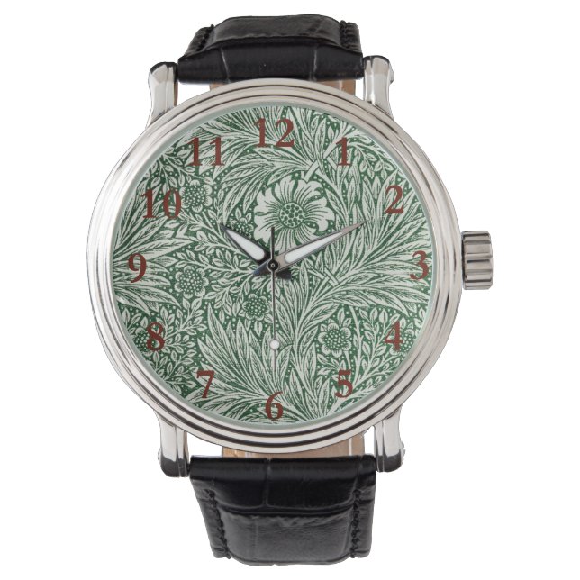 Reloj De Pulsera william morris marigold flor floral verde (Anverso)