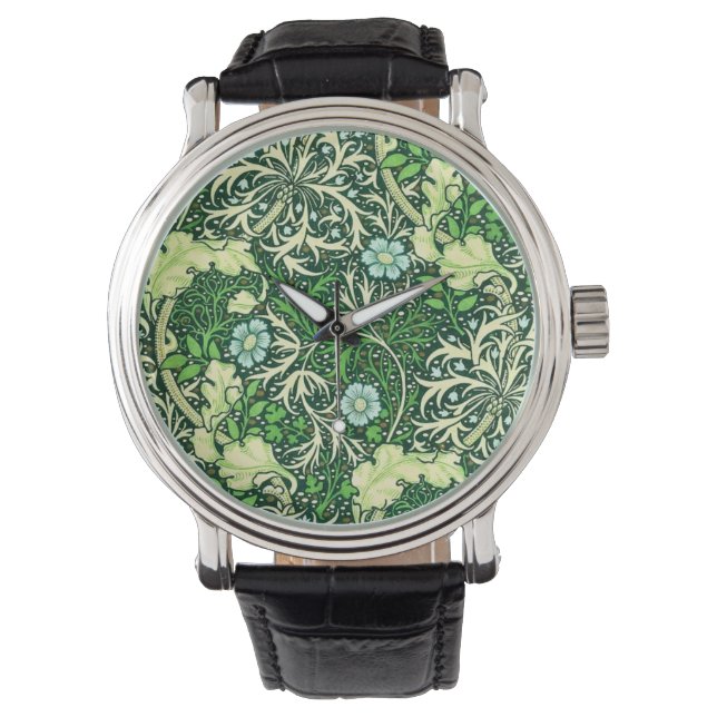 Reloj De Pulsera William Morris - Patrón de algas verdes (Anverso)