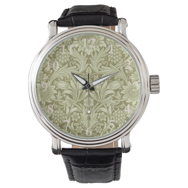Reloj De Pulsera William Morris Sunflower Green Flower (Anverso)