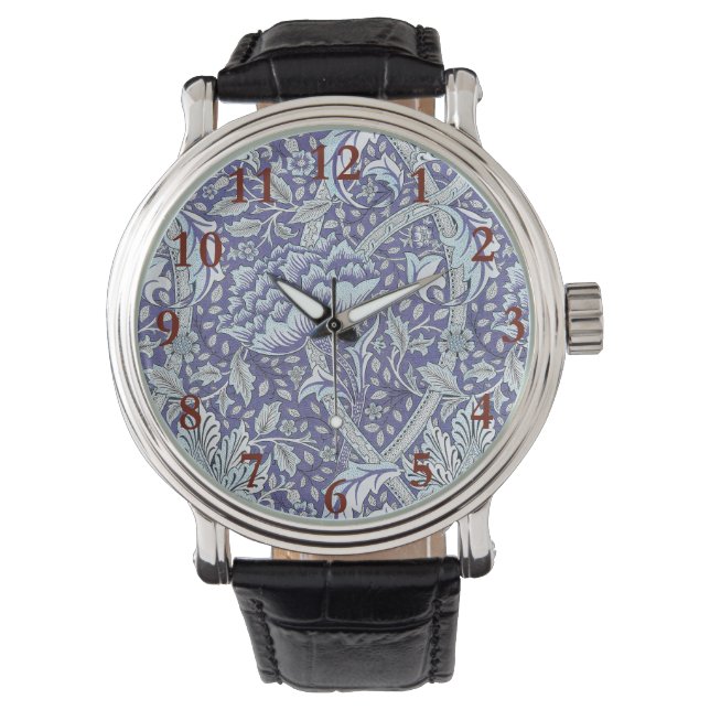 Reloj De Pulsera William Morris Windrush flores azules florales (Anverso)