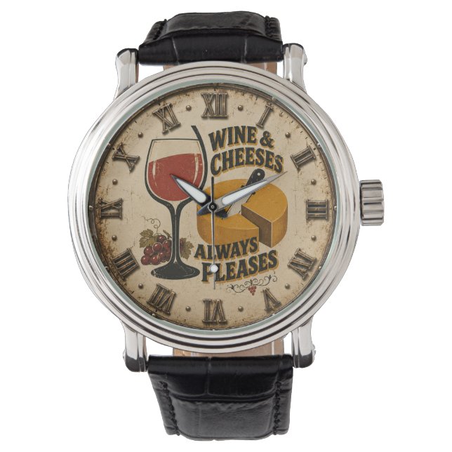 Reloj De Pulsera Wine and Cheese Always Pleases Rustic Kitchen  (Anverso)
