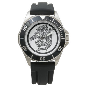 Reloj De Pulsera Wing Dragon Crown Protector Black Rubber