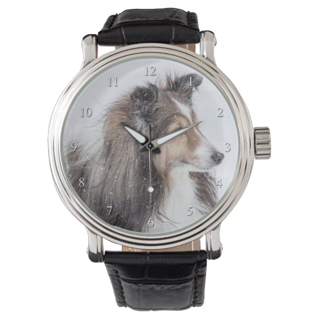 Reloj De Pulsera Winter Sheltie Watch (Anverso)