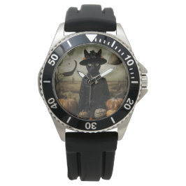 Reloj De Pulsera Witch Cat with Pumpkins