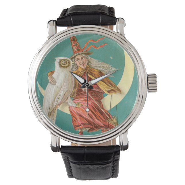 Reloj De Pulsera Witch Owl Crescent Moon (Anverso)