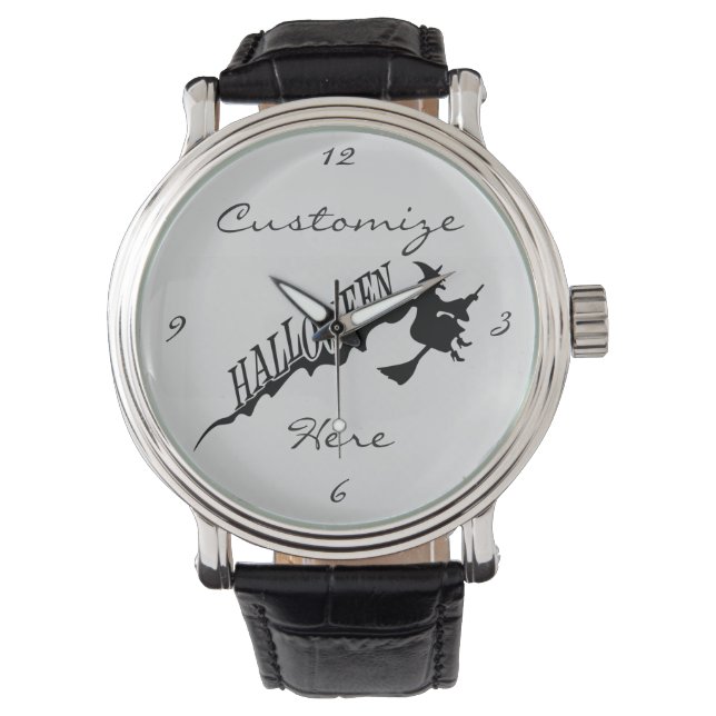 Reloj De Pulsera Witch Riding Broom Halloween Thunder_Cove (Anverso)