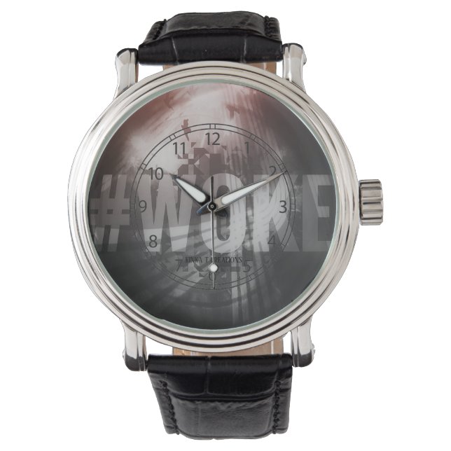 Reloj De Pulsera #WOKE (rojo, negro, gris) Watch (Anverso)