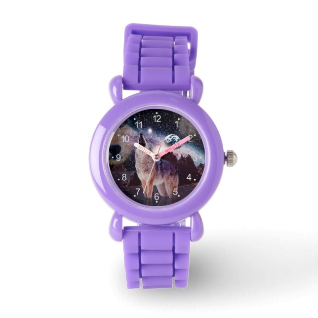 Reloj De Pulsera Wolf aullando a través del universo (Anverso)