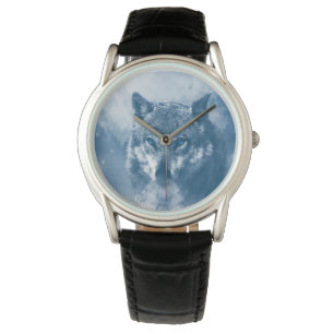 Reloj De Pulsera Wolf Face Head Wildlife Snow Mountain Winter