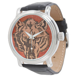 Reloj De Pulsera Wolf Head on Red