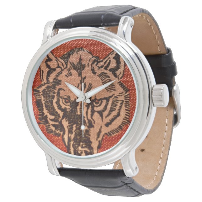 Reloj De Pulsera Wolf Head on Red (Angular)