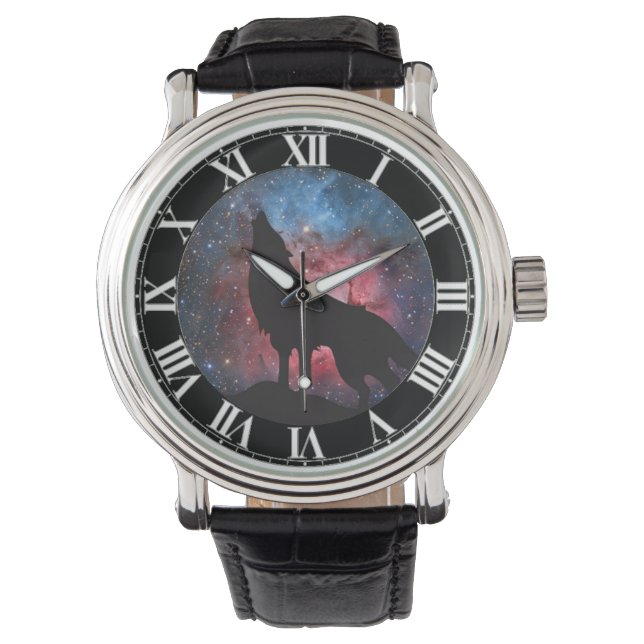 Reloj De Pulsera Wolf Howling en Galaxy (Anverso)