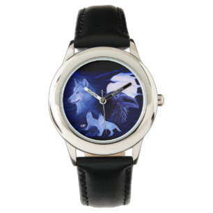 Reloj De Pulsera Wolf y Raven con luna llena