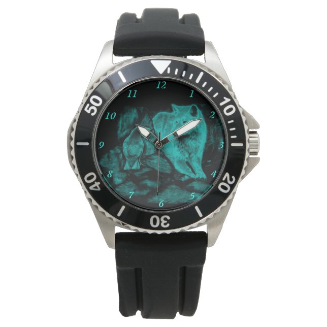 Reloj De Pulsera Wolf y Raven en la noche (Anverso)