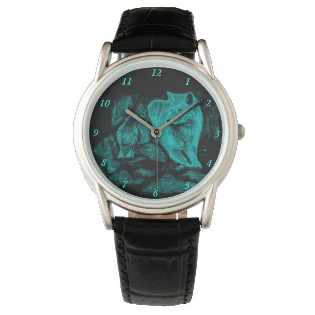 Reloj De Pulsera Wolf y Raven en la noche (Anverso)
