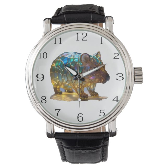 Reloj De Pulsera Wombat australiano opalizado por el vidrio, (Anverso)