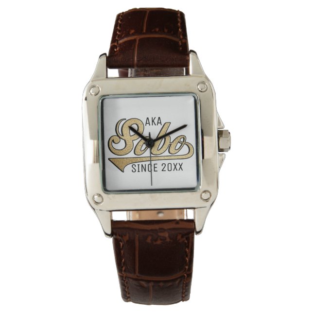 Reloj De Pulsera Women Square Leather Strap Watch Sobo/Abuela (Anverso)