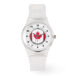 Reloj De Pulsera Women's Canada Flag Sporty Pink Silicon Watch
