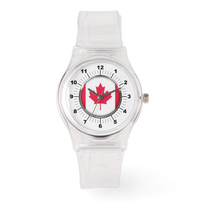 Reloj De Pulsera Women's Canada Flag Sporty Pink Silicon Watch (Anverso)