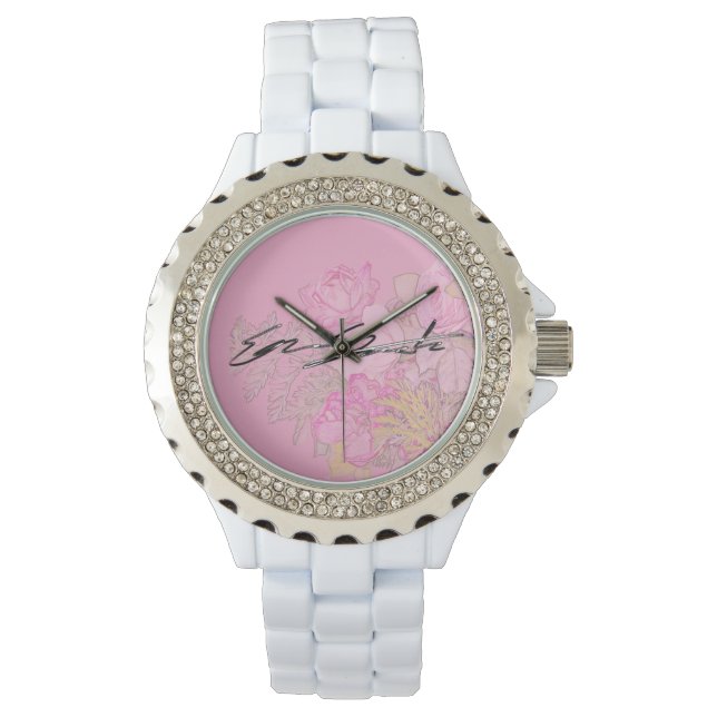 Reloj De Pulsera Women's Rhinestone White Enamel Watch (Anverso)