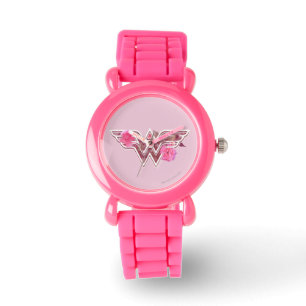 Reloj De Pulsera Wonder Woman Pink Camellia Flowers Logo