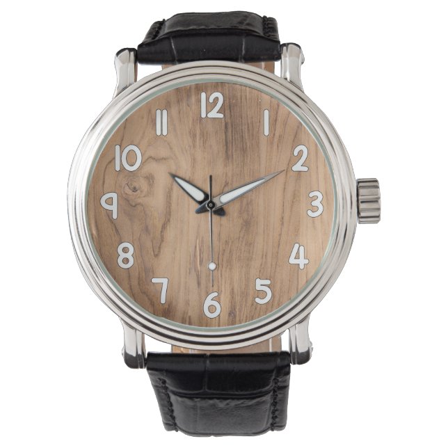 Reloj De Pulsera Wood Texture Wrist Watch – Natural Rustic Timepiec (Anverso)