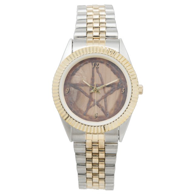 Reloj De Pulsera Woodburn Pentacle Primitive Wiccan Pagan (Anverso)