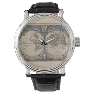 Reloj De Pulsera World Map Globe Travel Antiguo