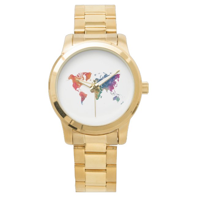 Reloj De Pulsera World map in watercolor (Anverso)