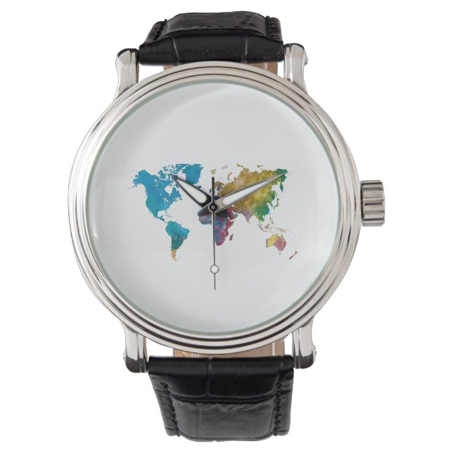 Reloj De Pulsera World map in watercolor (Anverso)