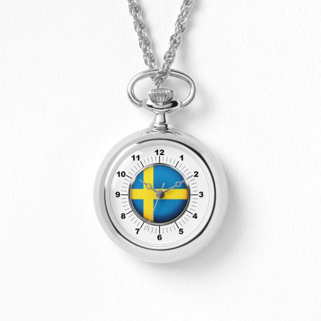 Reloj De Pulsera Wraparound Silver Watch con la bandera de Suecia d (Anverso)