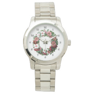 Reloj De Pulsera Wreath rosa y blanco