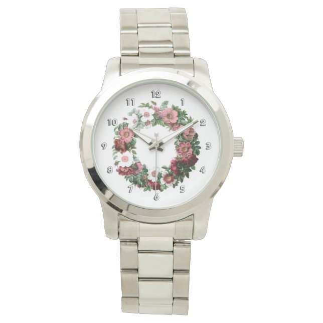 Reloj De Pulsera Wreath rosa y blanco (Anverso)