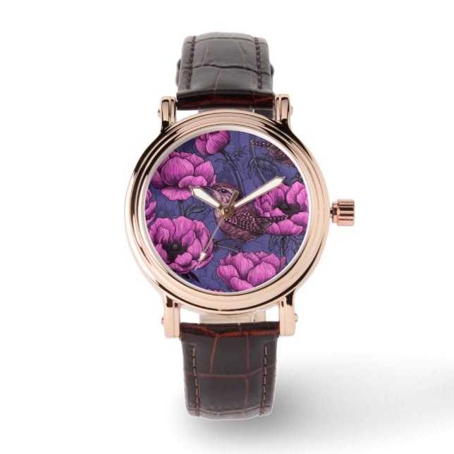 Reloj De Pulsera Wrens en el jardín anemónico (Anverso)