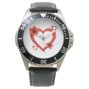 Reloj De Pulsera Wristwatch with Red Heart , Minimalist Style