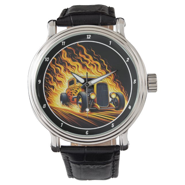 Reloj De Pulsera Yellow Hot Rod, Fiery Road (Anverso)