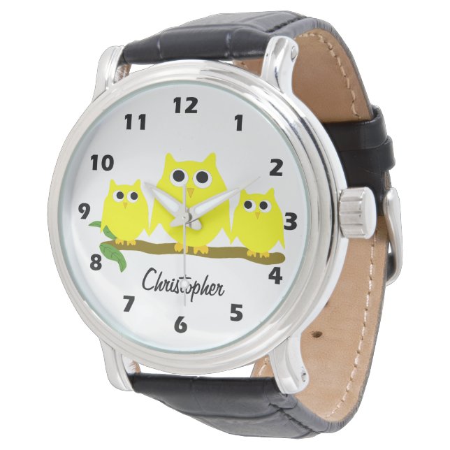 Reloj De Pulsera Yellow Owl Design Personalised (Angular)