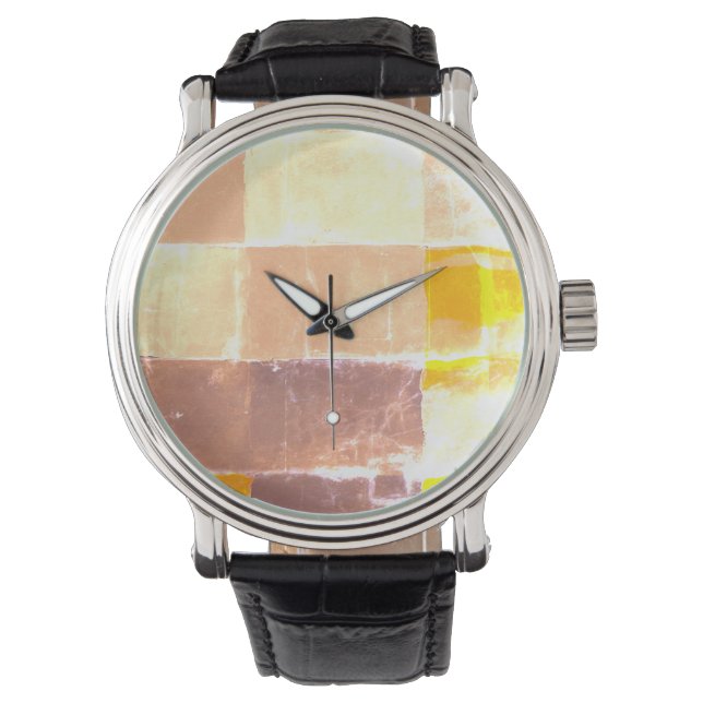 Reloj De Pulsera Yellow Plaid Peach  (Anverso)