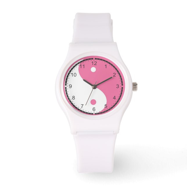 Reloj De Pulsera Yin rosa y blanco y Yang (Anverso)