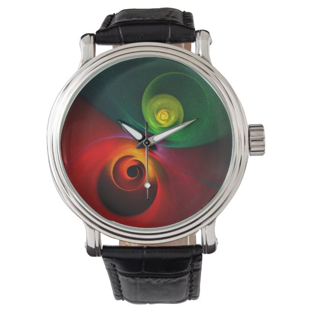 Reloj De Pulsera Yin Verde Rojo Yang Patrón de arte abstracto moder (Anverso)
