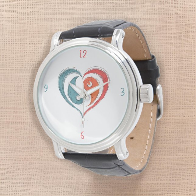 Reloj De Pulsera Yin Yang Heart Artistic Leather (Subido por el creador)
