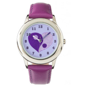 Reloj De Pulsera Yin Yang Heart (Purple/Lilac)